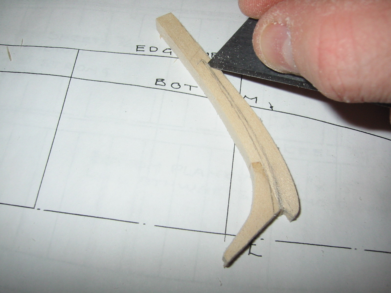 Carving the stem for Atkin skiff sprite